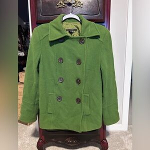 Zara Vibrant Green Wool Double-Breasted Peacoat Women’s Size Large